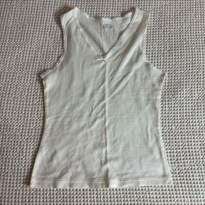 White Lace Trim Tank Top